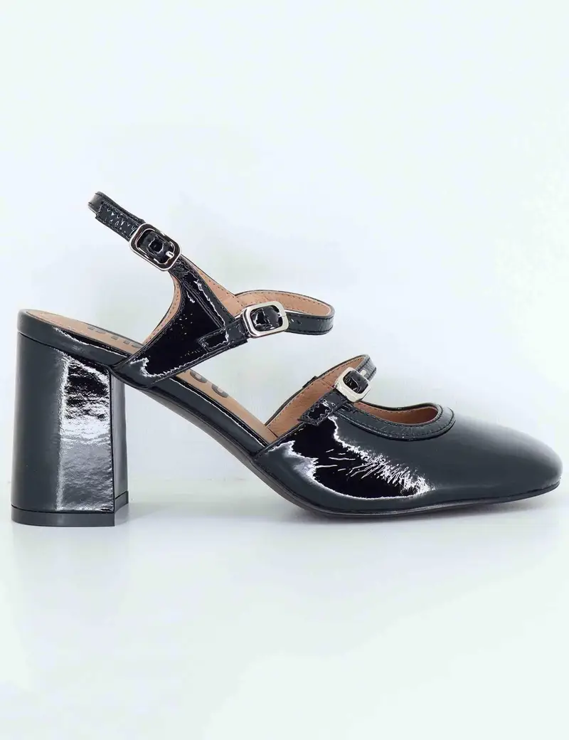 Decollete in vernice nera con doppio cinturino Donna 633Z21VK 03