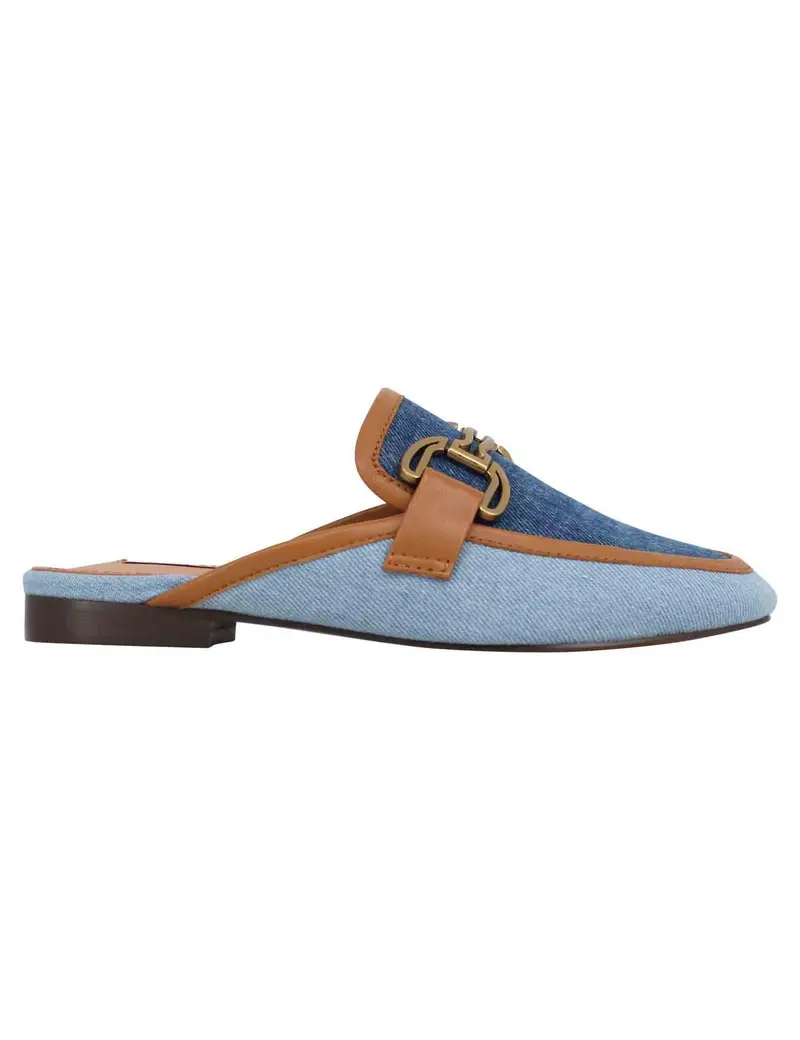 Sabot donna in canvas blu con morsetto brunito e tacco basso Vela Donna 580Z67VK 608