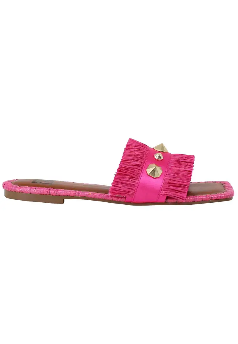 Sandali flat Alexis donna tessuto sfrangiato fuxia con borchie Donna 891Z69HG 053