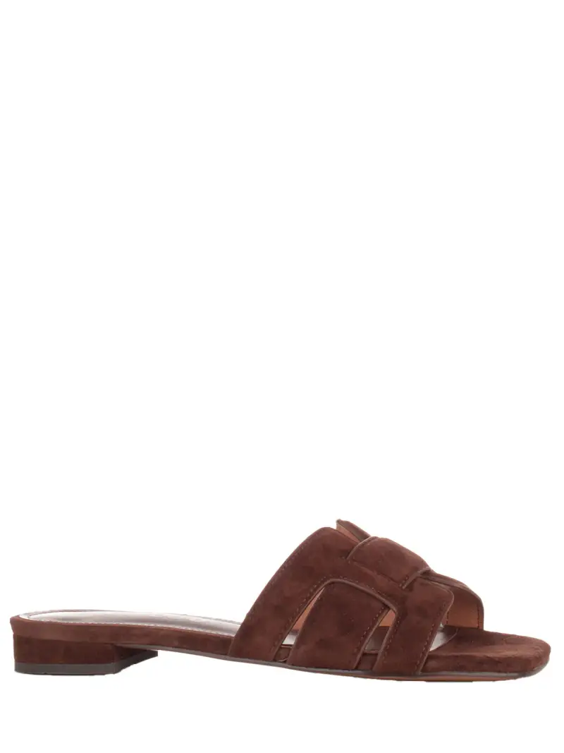 Sandali in pelle scamosciata MARRONE miniatura 2