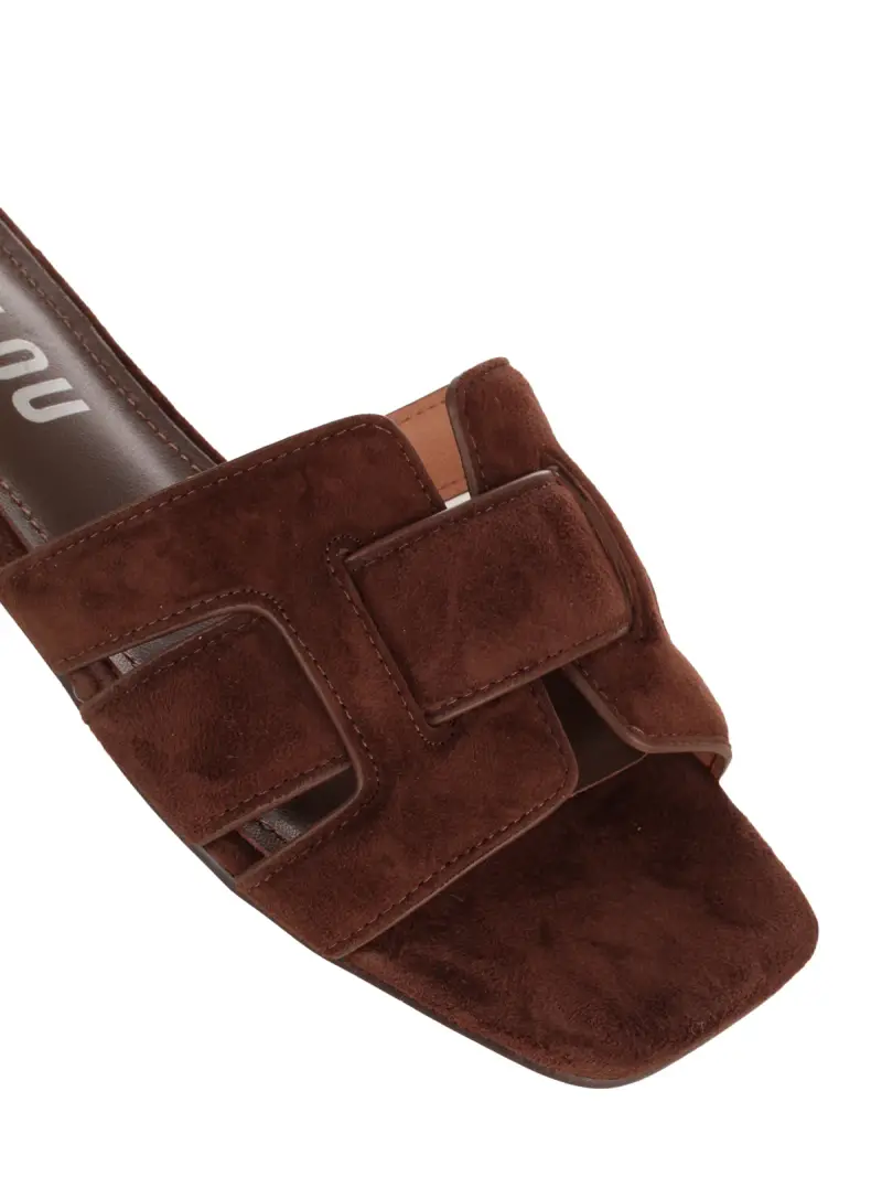 Sandali in pelle scamosciata MARRONE miniatura 4