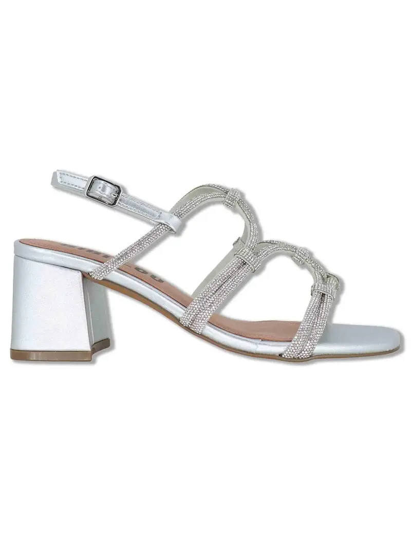 Sandali slingback Quail in pelle argento con strass Donna 958Z00HG 01-PLATA