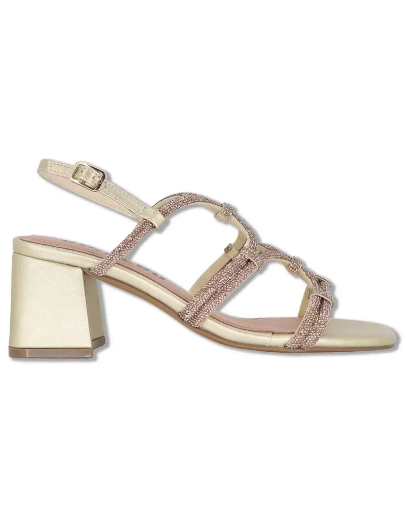 Sandali slingback Quail in pelle oro con strass Donna 958Z00HG 04-ORO