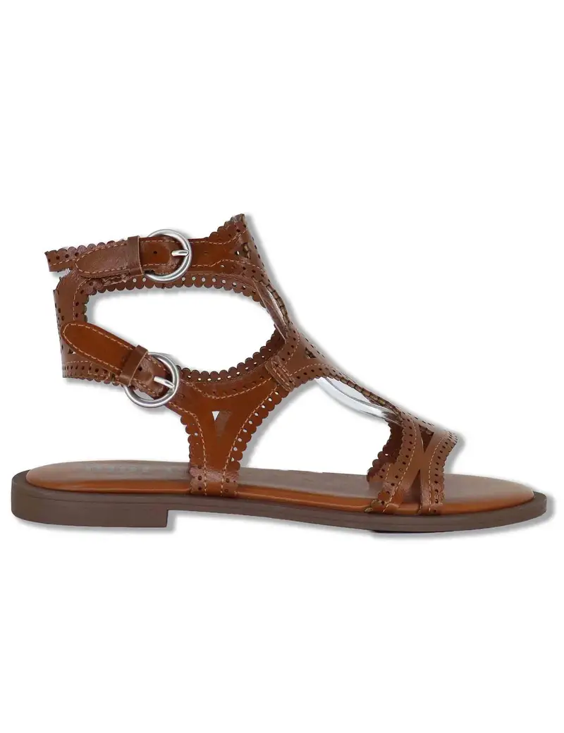 Sandali Zasi in pelle cuoio con tacco basso Donna 895Z80HG 92-CUERO