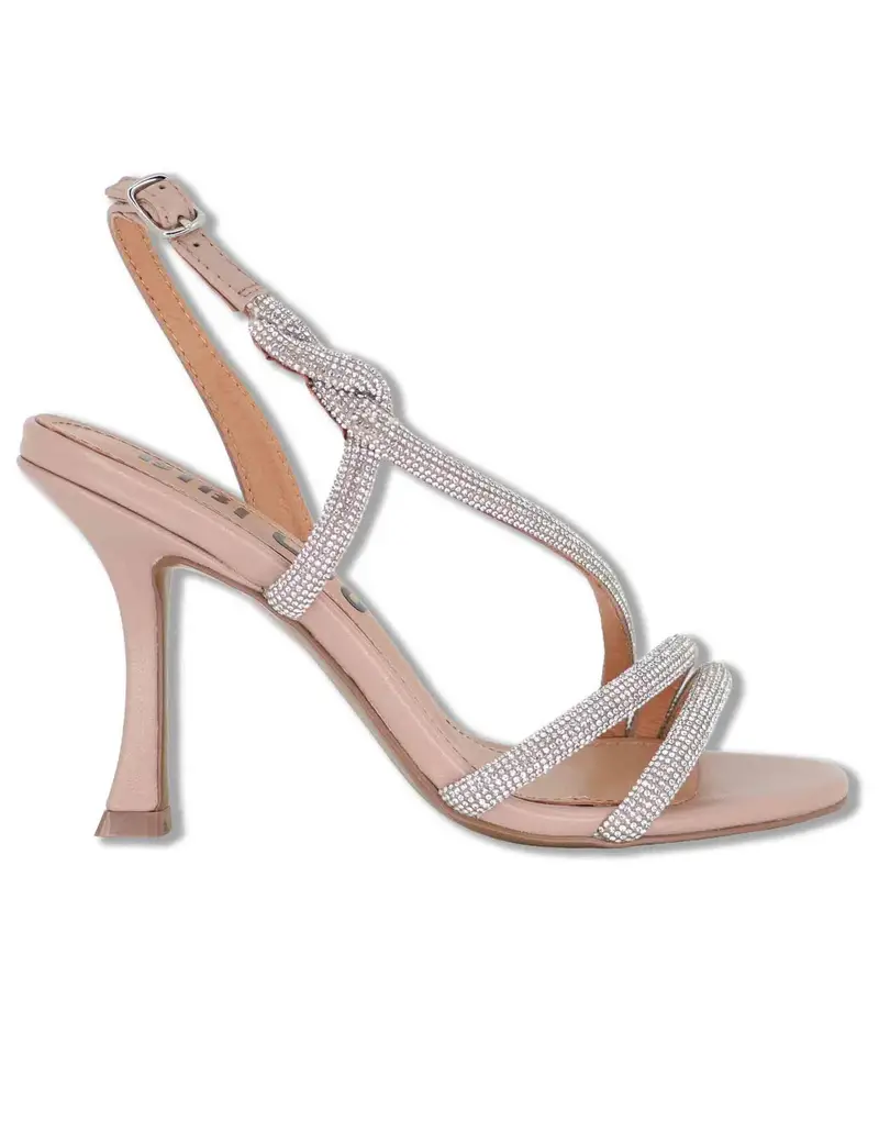 Slingback Circe in pelle nude con strass e tacco alto Donna 516Z10VK 47-NUDE