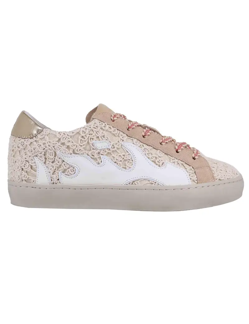 Bibi Lou Sneakers donna Gamin in pelle e tessuto beige Donna 610123GM 020