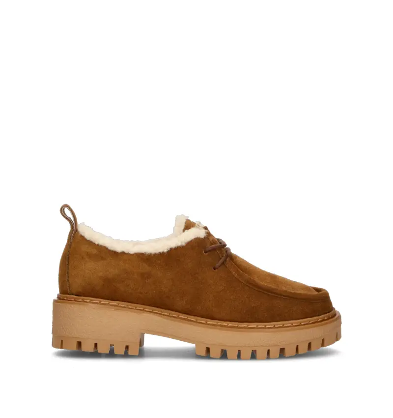 Stringata donna cuoio in suede Vario