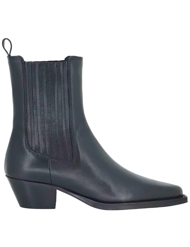 Texani in pelle nera con tacco cuoio Donna 803T08AA 03