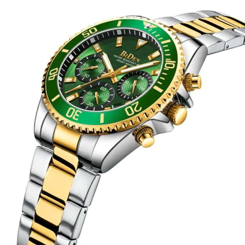 BIDEN Orologi da polso uomo cronografo in acciaio inossidabile impermeabile data analogico orologio al quarzo business miniatura 2