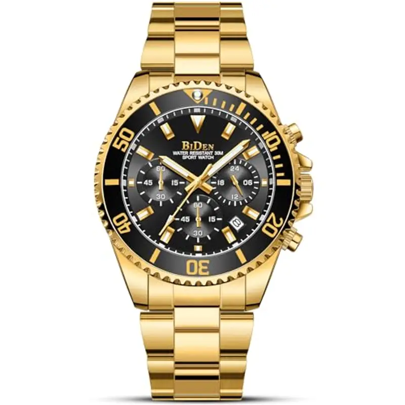 BIDEN Orologio Analogico al Quarzo Giapponese Uomo con Cinturino in Acciaio Inossidabile 0163