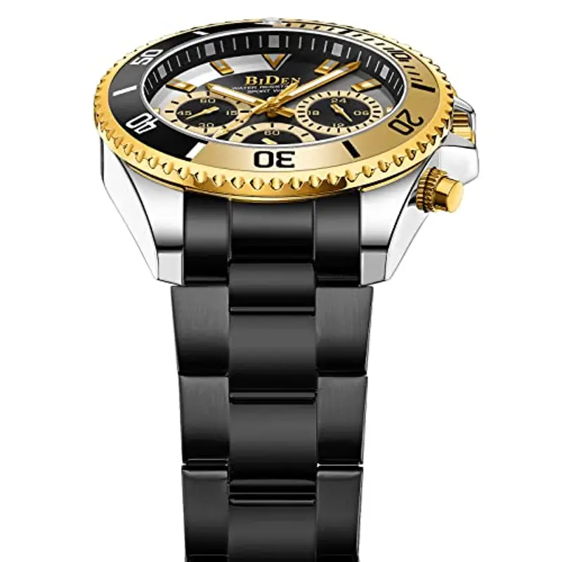 BIDEN Orologio Uomo Orologio Militare Acciaio Cronografo Impermeabile Luminosi Design Orologi Quadrante Grande da Polso miniatura 3