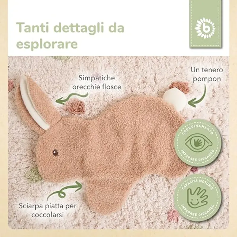 Bieco Bunny - Telo di peluche a forma di coniglio fine in bouclé, dalla nascita, per bambini, per la nascita e la miniatura 3