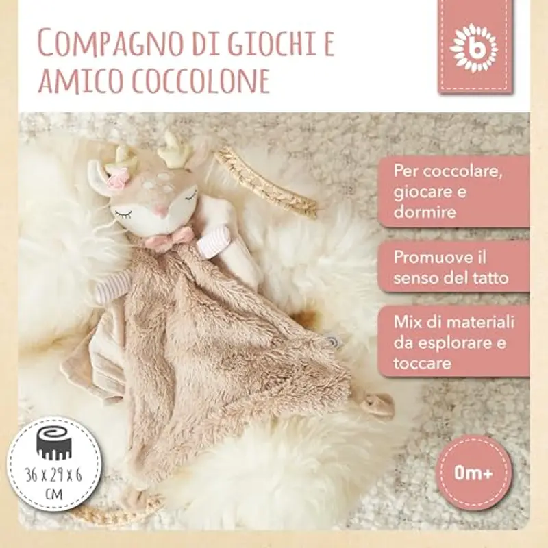 BIECO Panno Coccole Cervo Ella | Panno Coccole Bambino | Peluche Panno Coccole Bambina Regalo per Nascita Neonato Panno miniatura 2