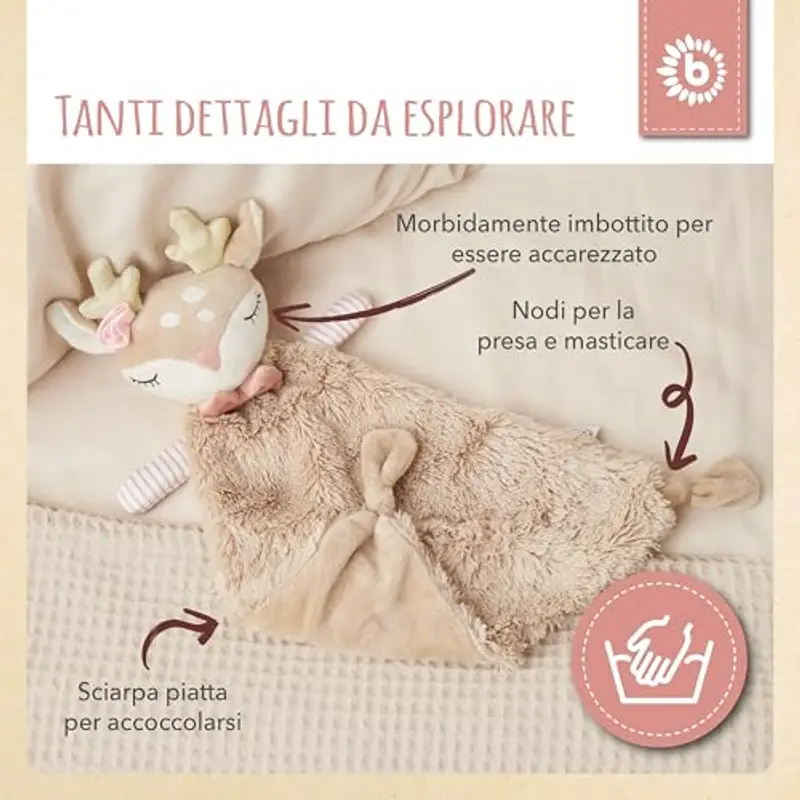 BIECO Panno Coccole Cervo Ella | Panno Coccole Bambino | Peluche Panno Coccole Bambina Regalo per Nascita Neonato Panno miniatura 3