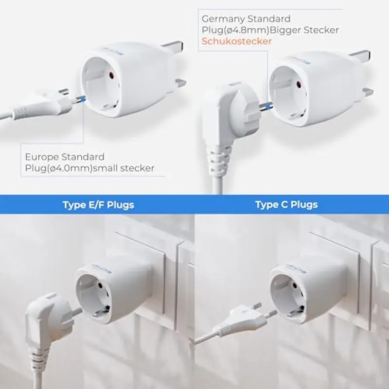 Bigfish Adattatore Presa Inglese 2 Pezzi, Adattatore UK, Adattatore Spina Inglese, Adattatore UK Tipo G dalla UE a Inghilterra, Scozia, Irlanda, Dubai e Maldive miniatura 3