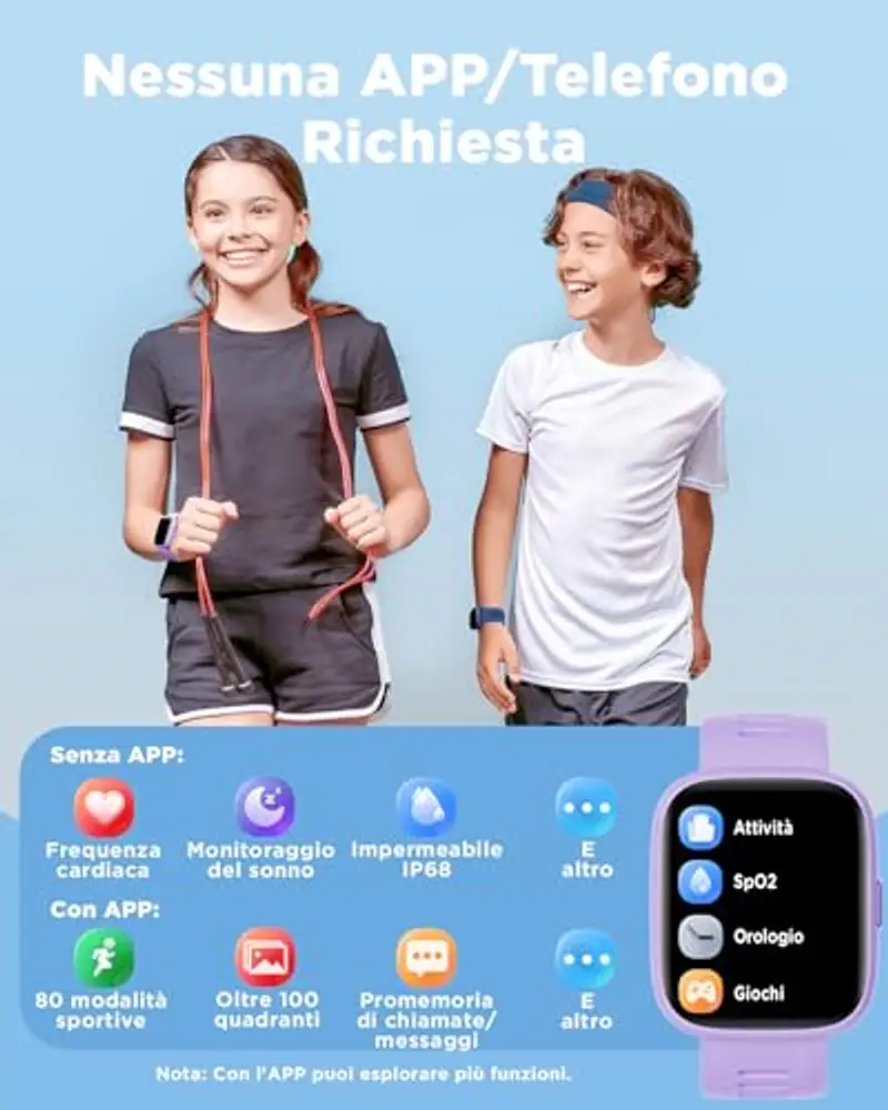 BIGGERFIVE Smartwatch Bambina Viola 808966 miniatura 2