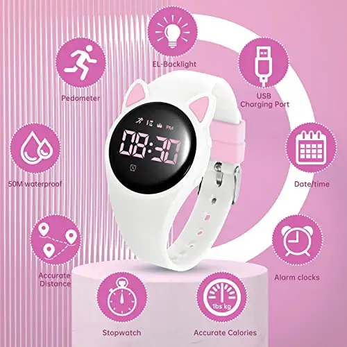 Bigmeda Orologio Bambino per Bambini Orologio Digitale Impermeabile Sveglia Vibrante Contapassi e Contachilometri miniatura 2