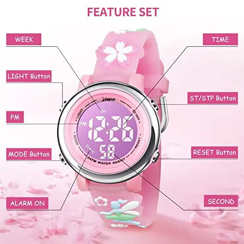 Bigmeda Orologio Digitale per Bambini, Orologio Sportivo a Cartoni 3D per Ragazze da 3-12 Anni, Visualizzazione della miniatura 3