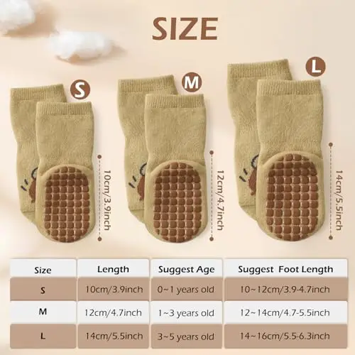 Bigqin 4 Paia Calzini Antiscivolo Bambino Cotone Bimbi Bambini, Addensati Invernali Caldi Calzini di Cotone miniatura 2