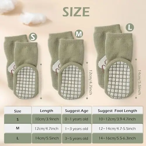 Bigqin 4 Paia Calzini Antiscivolo Bambino Cotone Bimbi Bambini, Addensati Invernali Caldi Calzini di Cotone miniatura 2