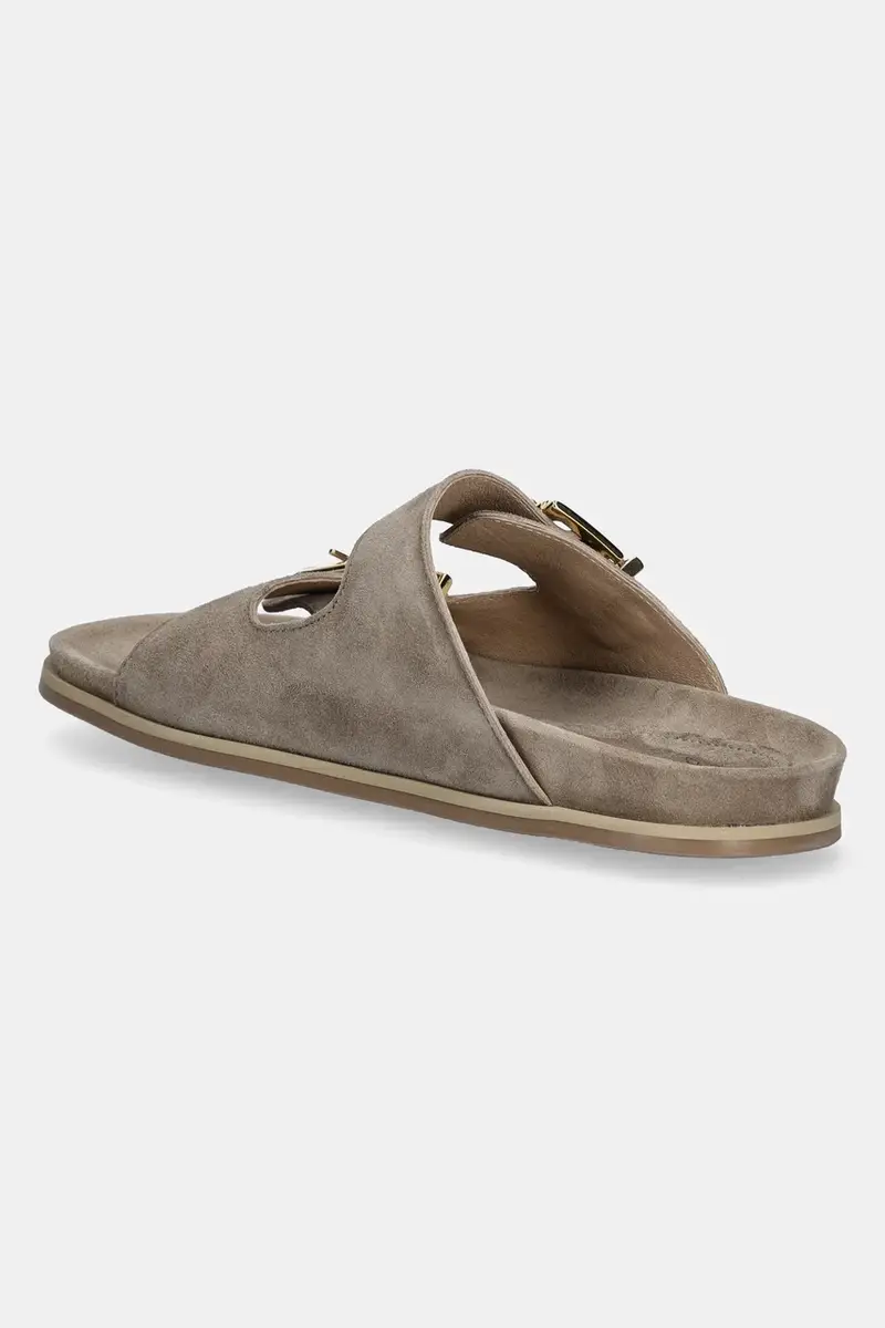 ciabatte slide in camoscio donna colore beige A8621 miniatura 3