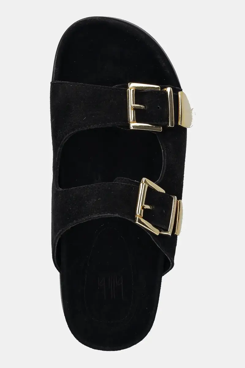 ciabatte slide in camoscio donna colore nero A8621 miniatura 4