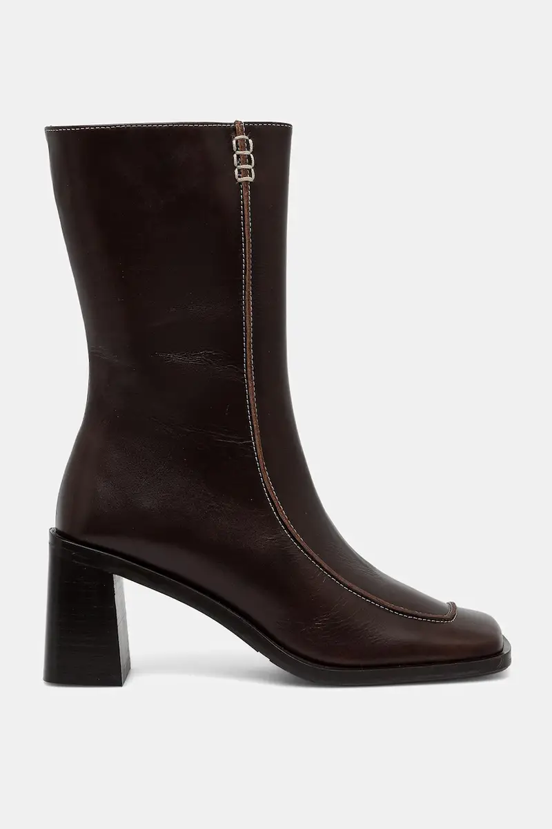 stivaletti alla caviglia in pelle donna colore marrone A9265 886 miniatura 2