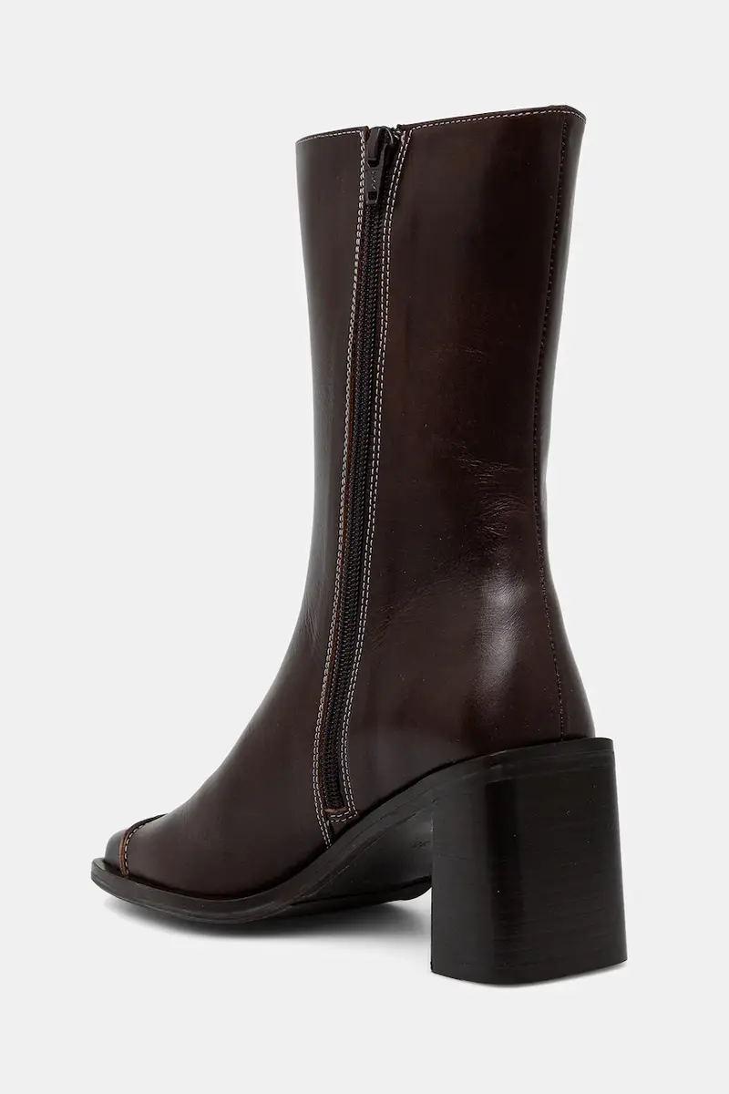 stivaletti alla caviglia in pelle donna colore marrone A9265 886 miniatura 3