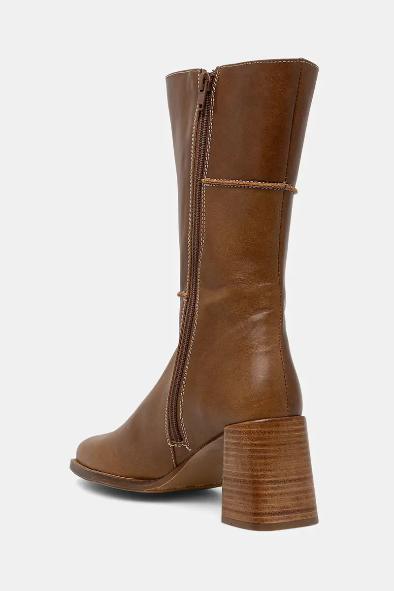 stivaletti alla caviglia in pelle donna colore marrone A9295 884 miniatura 3