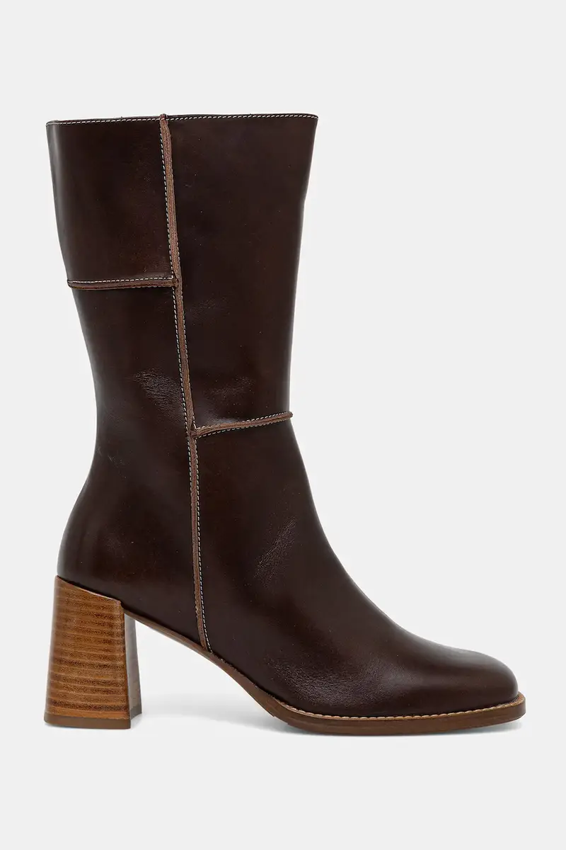 stivaletti alla caviglia in pelle donna colore marrone A9295 886 miniatura 2