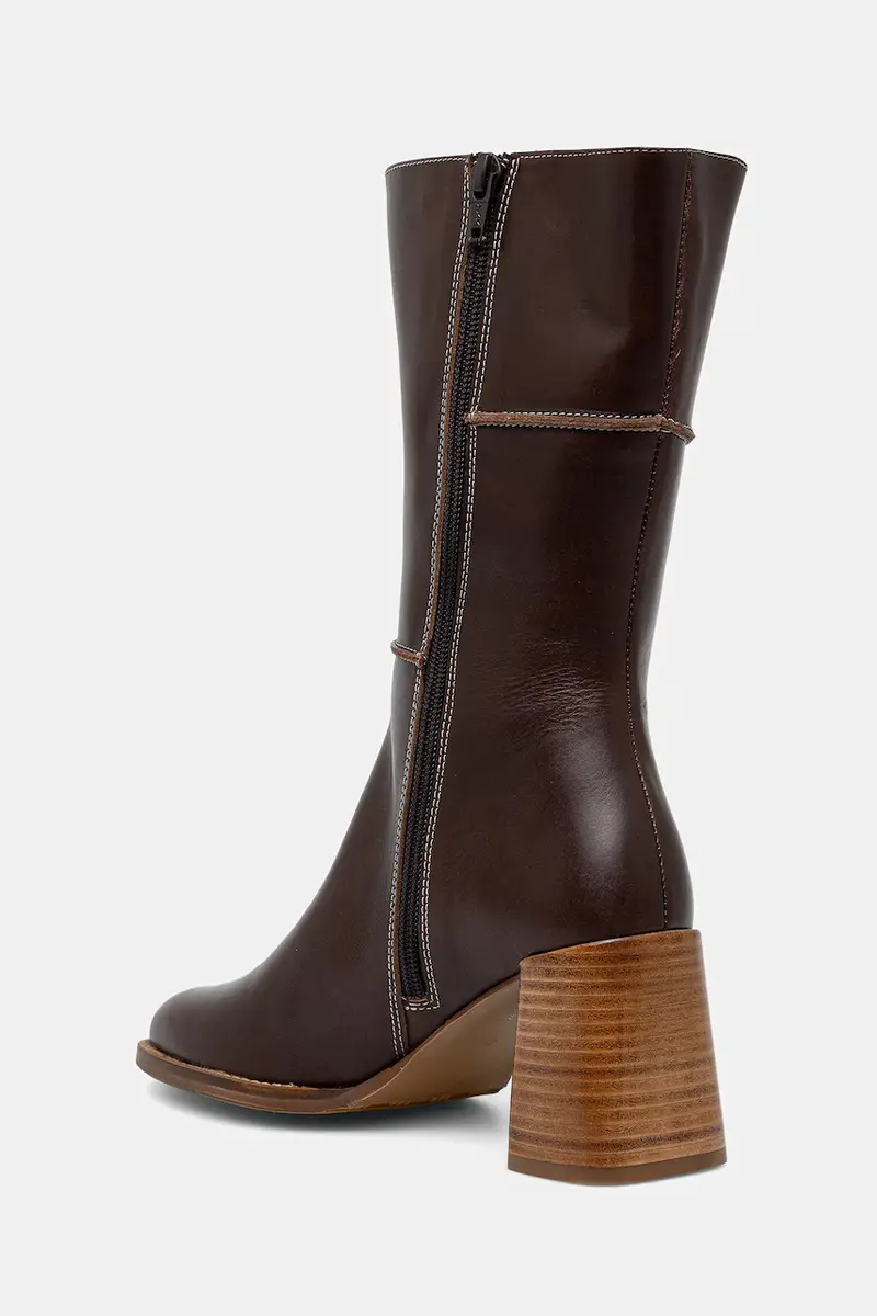 stivaletti alla caviglia in pelle donna colore marrone A9295 886 miniatura 3