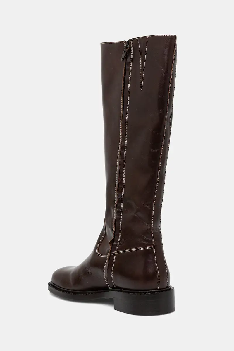 stivali in pelle donna colore marrone A9136 885 miniatura 3