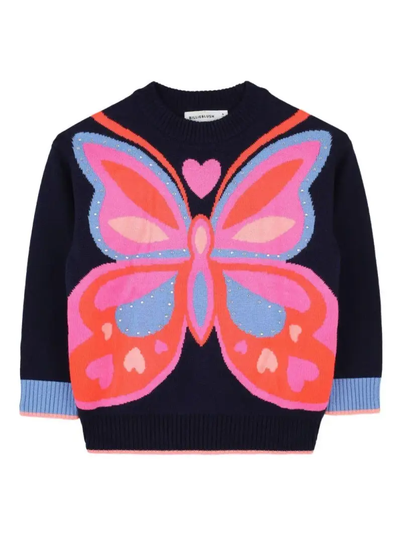 Billie Blush Kids Maglione Bambino Blu con Farfalla