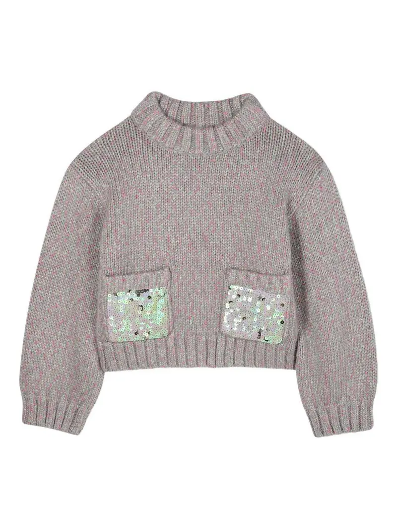 Billie Blush Kids Maglione Grigio con Paillettes per Bambino