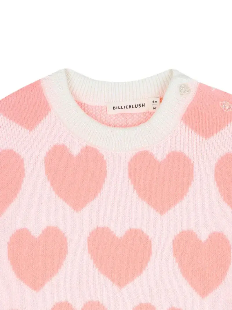 Billie Blush Kids Maglione Bambino Rosa con Cuori miniatura 3