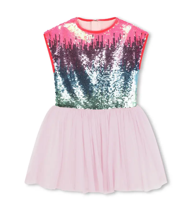 per ragazza. U20650 Abito rosa con paillettes (6años= 114/119cm), Casual, Poliestere, Senza maniche / cinghie, moda per bambini