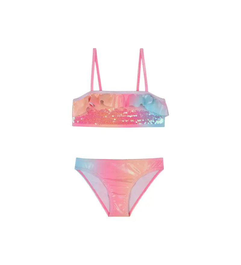 per ragazza. U20915 Bikini rosa con paillettes (3años= 94cm), Beachwear, Poliestere, moda per bambini