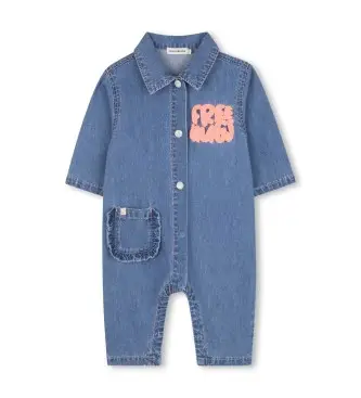 per ragazza U21257 Tuta in denim blu (2años= 86cm), Casual, Cotone, Manica lunga, moda per bambini