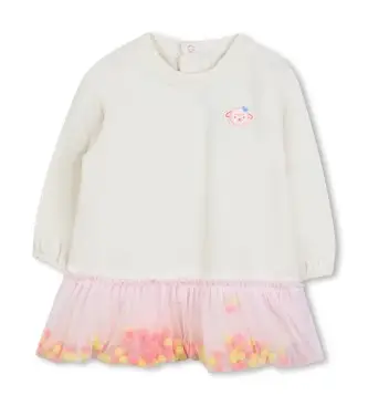 per ragazza U21281 Abito bicolore beige (2años= 86cm), Casual, Cotone, Manica lunga, moda per bambini