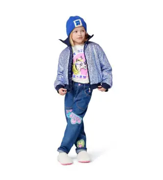 per ragazza U21327 Jeans con toppe blu (10Años= 138cm), Casual, Cotone, Denim, moda per bambini