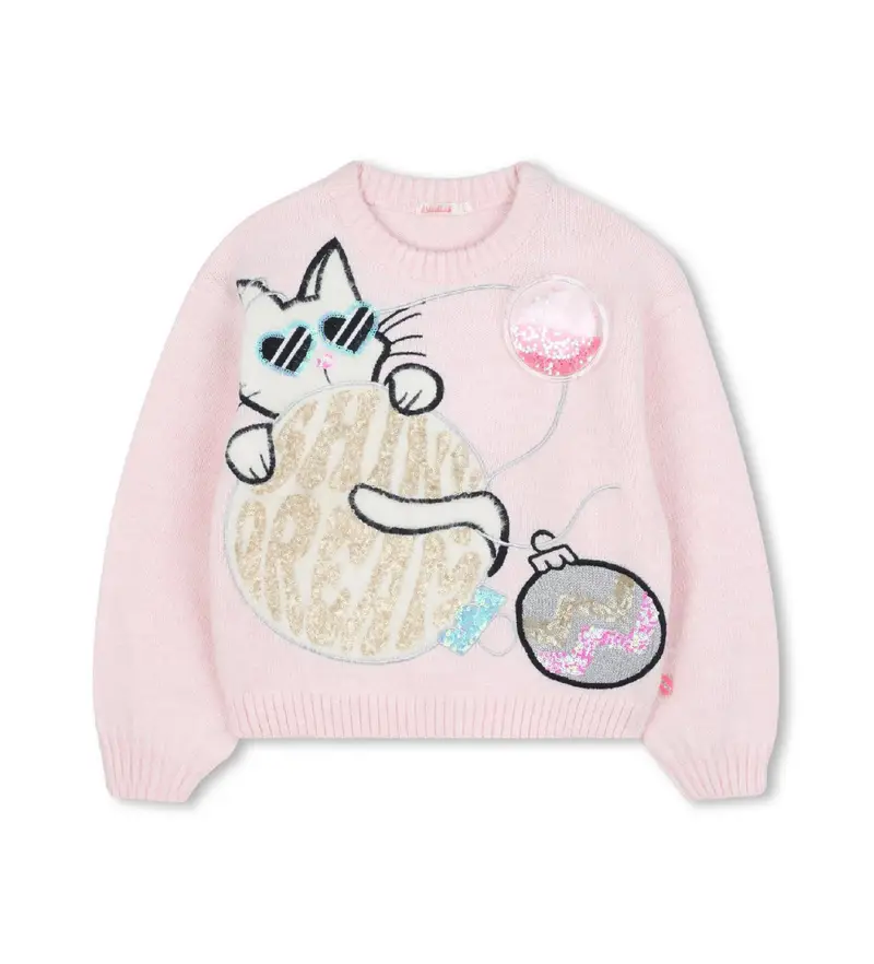 per ragazza U21380 Maglia Gatto Rosa (4Años= 102cm), Casual, Cotone, moda per bambini