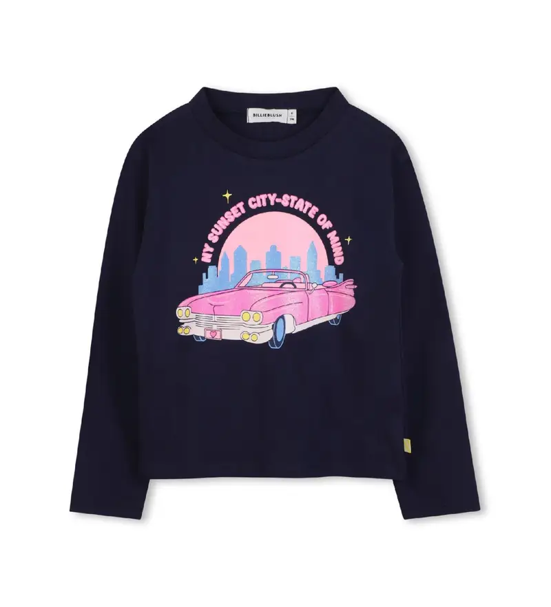 per ragazza U21417 Maglietta Marine Car (4Años= 102cm), Casual, Cotone, Manica lunga, Navy, moda per bambini