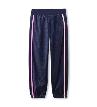 per ragazza U21546 Pantaloni da jogging in velluto blu navy (8años= 126cm), Casual, moda per bambini