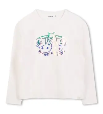 per ragazza U21558 Maglietta ML bianco sporco (10años= 138cm), Casual, Cotone, Manica lunga, moda per bambini