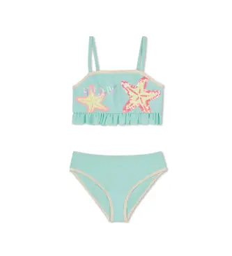 per ragazza U22157 Bikini turchese con volant (3años= 94cm), Beachwear, Poliestere, Poliamide, moda per bambini