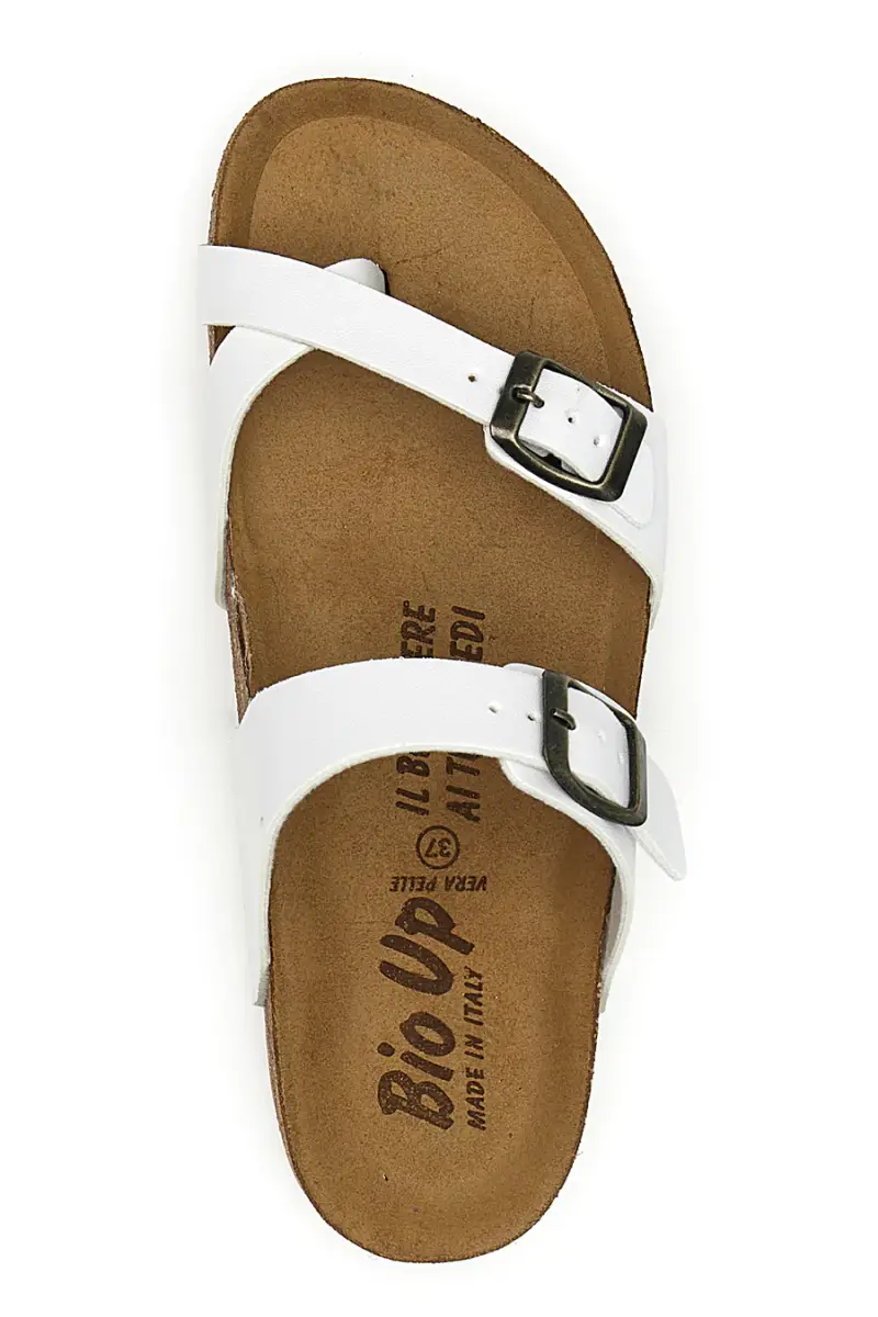 Ciabatte bianche da donna con doppia fibbia e plantare anatomico Bio Up 203 [BIANCO] miniatura 3