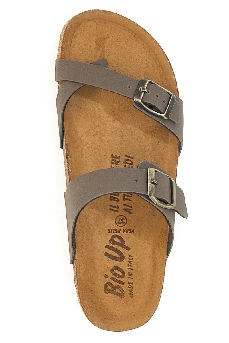 Ciabatte marroni con doppia fibbia e plantare anatomico Bio Up 203 [TAUPE] miniatura 3