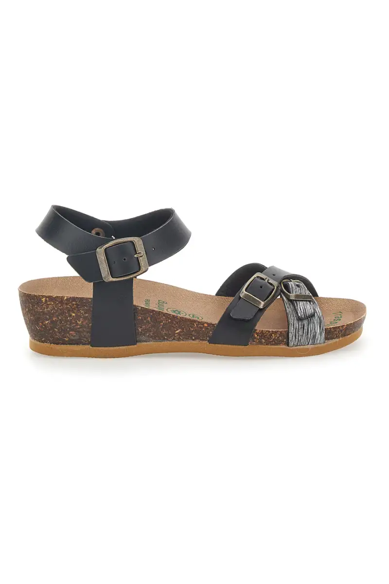 Sandali con Fibbie Neri Bio Up 22310 [NERO]