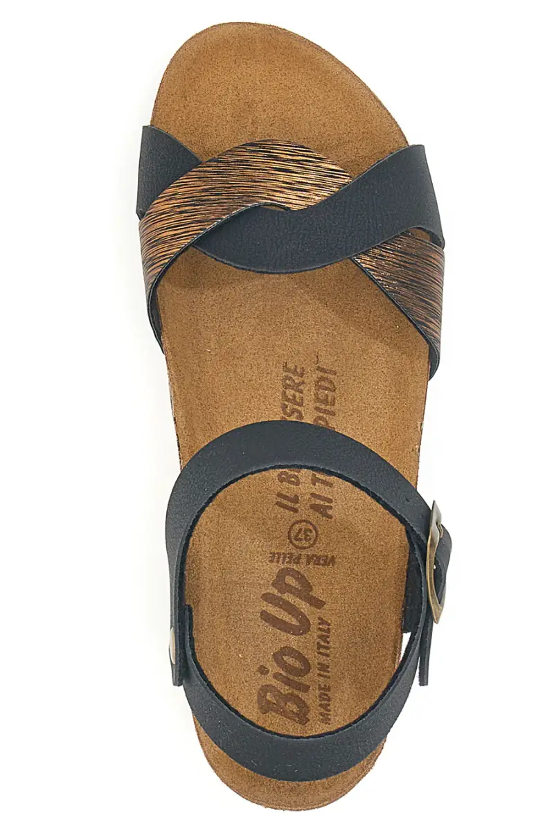 Sandali neri con zeppa e cinturino Bio Up 306 [NERO] miniatura 3