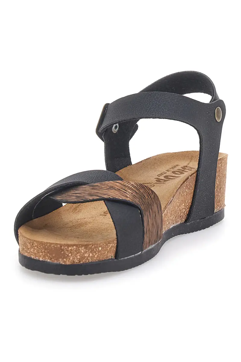 Sandali neri con zeppa e cinturino Bio Up 306 [NERO] miniatura 4